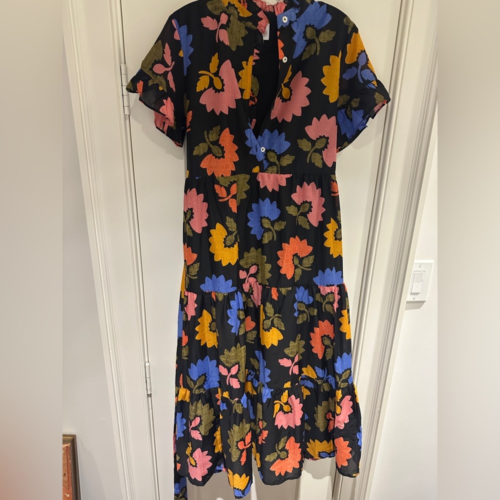 J. Marie Avery Button-up Midi Dress- Floral Maxi Dress with Bold Colors